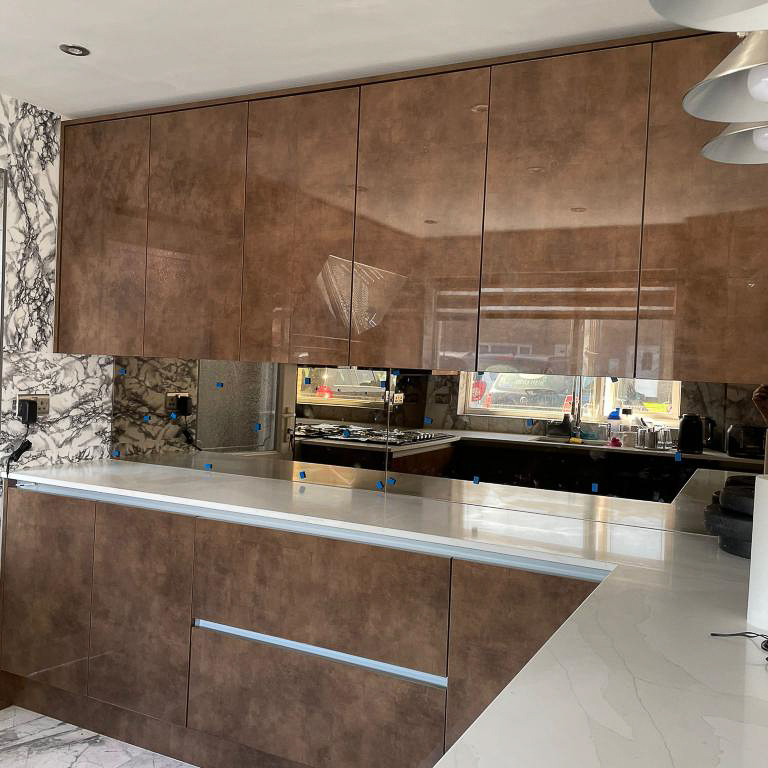 Mirror Kitchen Splashback Gold